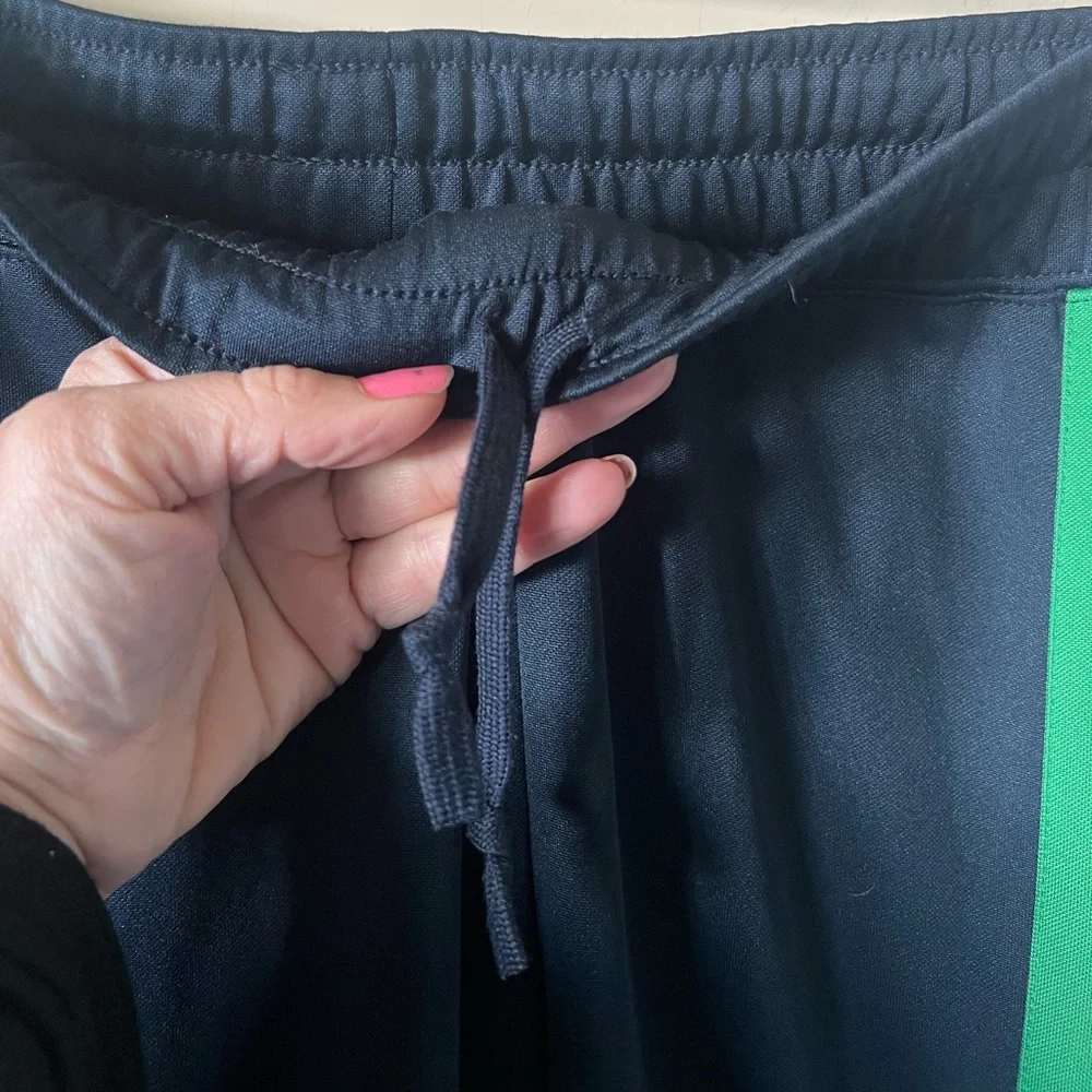 Vintage Nike Y2K Navy Track Pants Green White Side Stripe Wide Leg Large